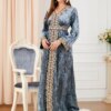 14913-0679c0.jpg Abaya femme , broderie florale, ceinture de Caftan marocain