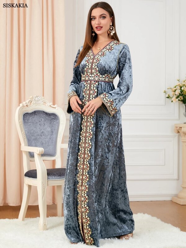 14913-0679c0.jpg Abaya femme , broderie florale, ceinture de Caftan marocain