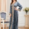 14913-4b255d.jpg Abaya femme , broderie florale, ceinture de Caftan marocain