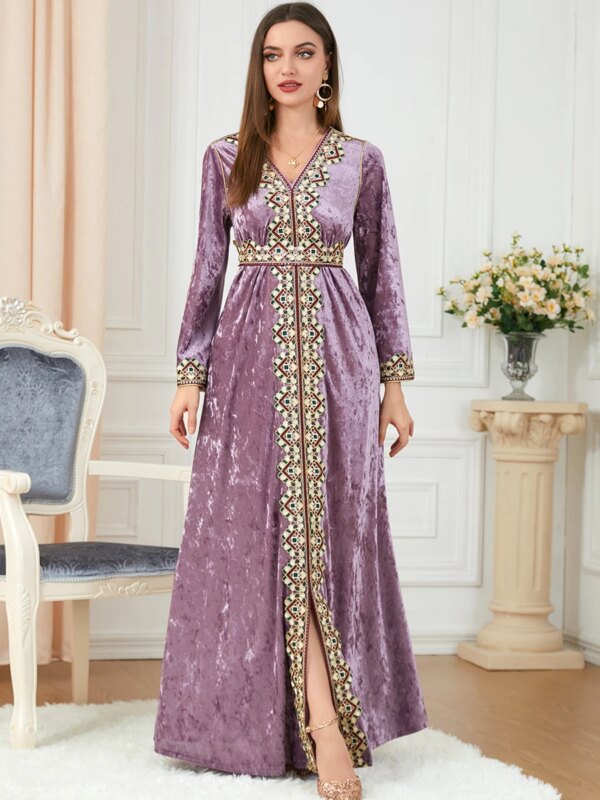 14913-dde328.jpg Abaya femme , broderie florale, ceinture de Caftan marocain
