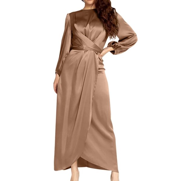 abaya – Robe Maxi en Satin à manches longues bouffantes pour femmes