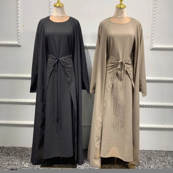 Abaya – Robe musulmane pour femmes, 3 pièces, mode