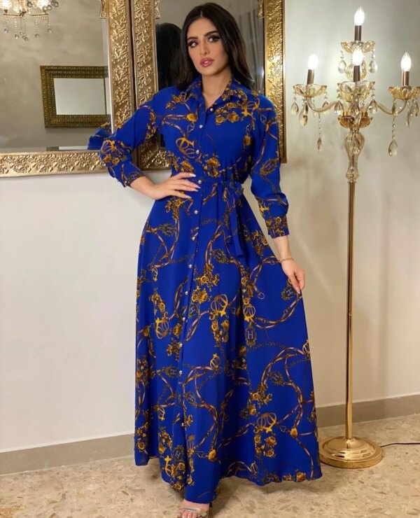 Abaya robe longue à imprimé dubaï pour femmes