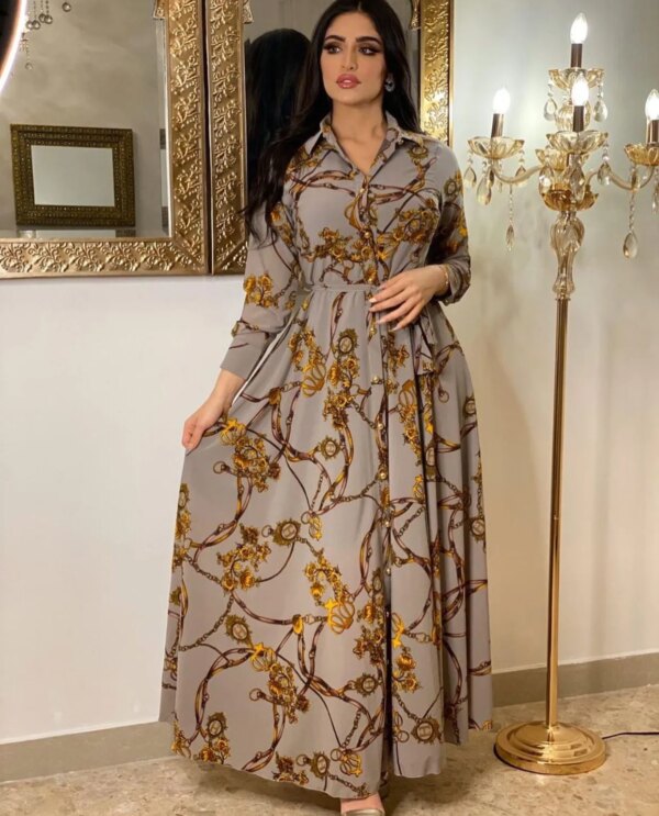 Abaya robe longue à imprimé dubaï pour femmes