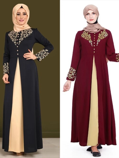 Abaya robe pour femmes musulmanes, manches longues