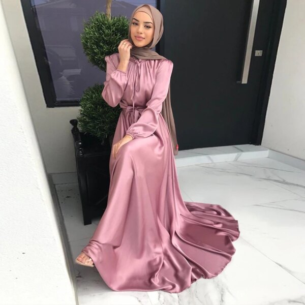 Robe Satin pour femmes musulmanes, Abaya, élégante