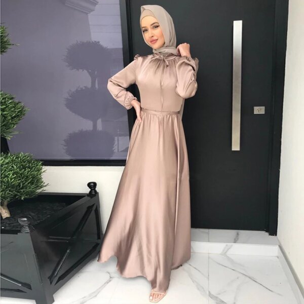 Robe Satin pour femmes musulmanes, Abaya, élégante