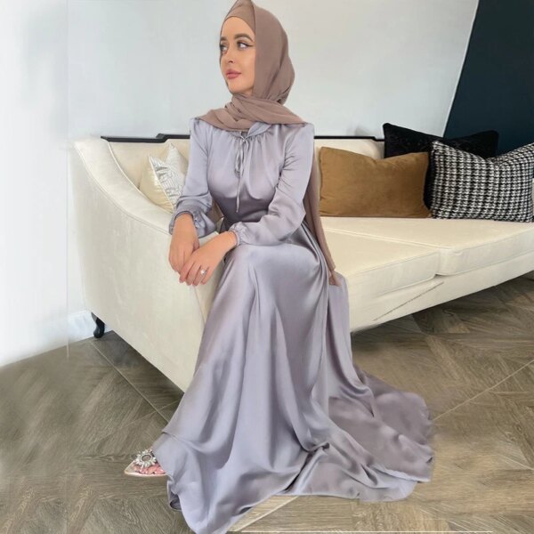Robe Satin pour femmes musulmanes, Abaya, élégante