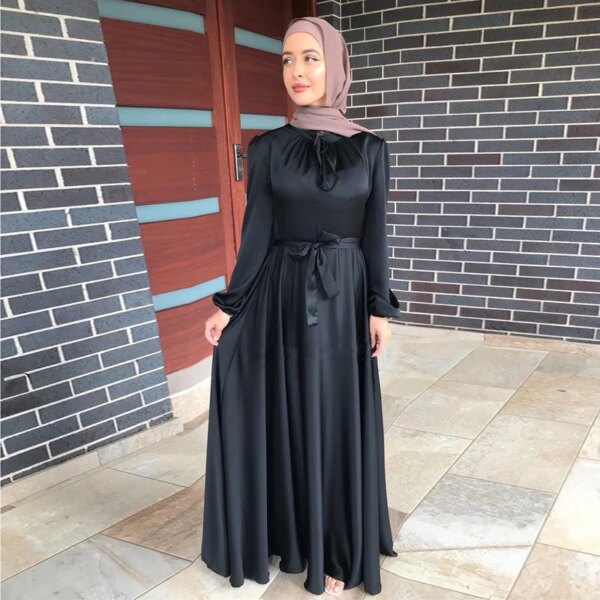 Robe Satin pour femmes musulmanes, Abaya, élégante