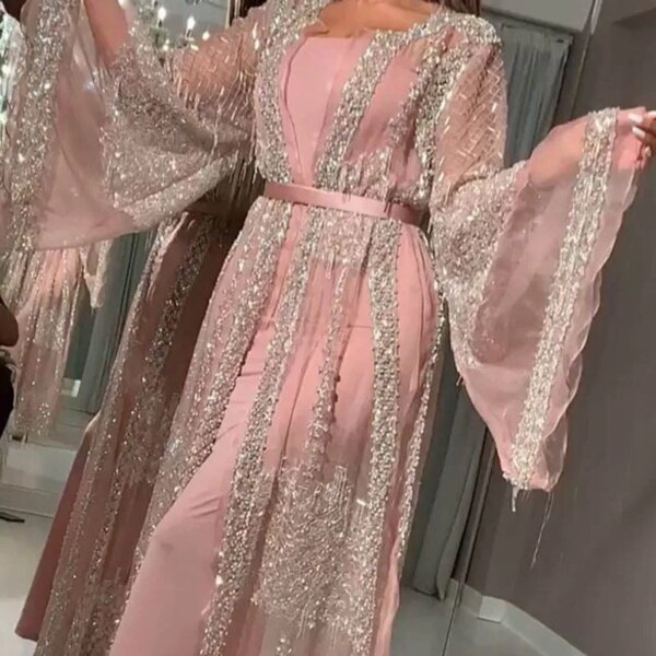 Robe de soirée musulmane de type caftan, abaya, pour femmes, hijab