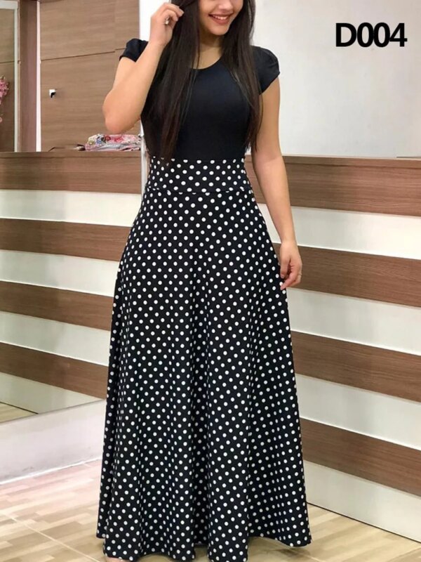 15423-51ffdd.jpg robe longue femme à Pois et Manches Courtes pour Femme