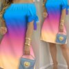 Mini robe à rayures pour femmes, épaules dénudées, décontractée