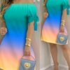 Mini robe à rayures pour femmes, épaules dénudées, décontractée