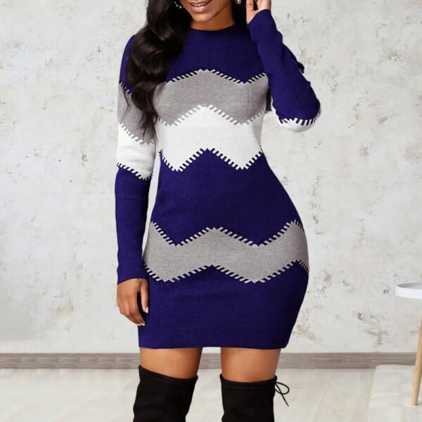 Robe de soirée, col rond, serrée à la taille, Streetwear