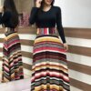 robe longue femme à Pois et Manches Courtes pour Femme