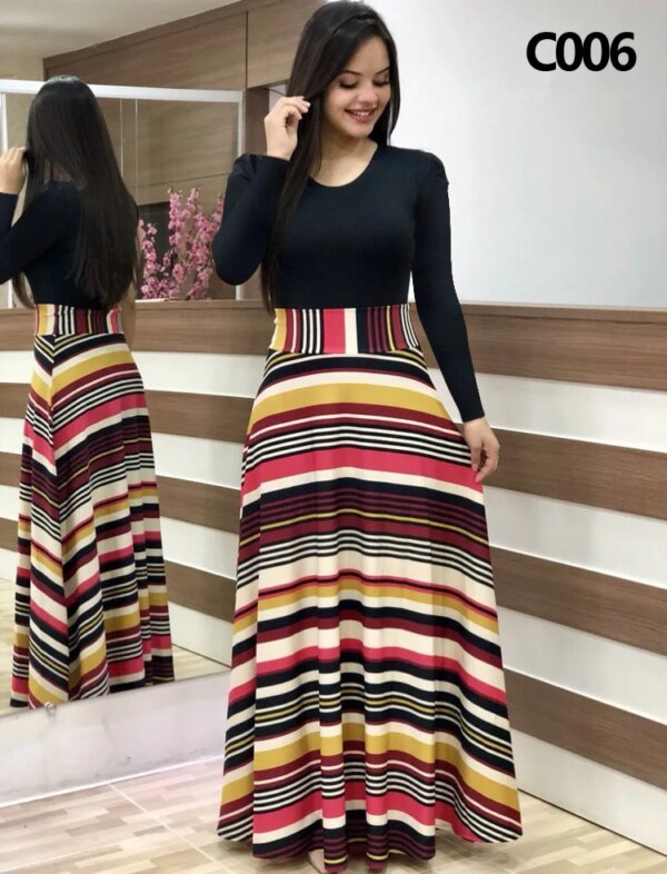 robe longue femme à Pois et Manches Courtes pour Femme