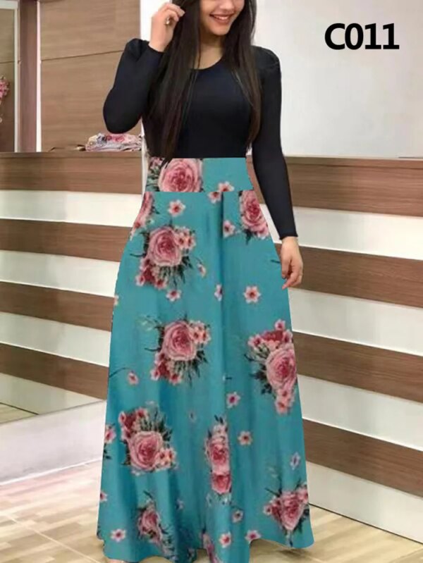 16216-c28d20.jpg robe longue femme à Pois et Manches Courtes pour Femme