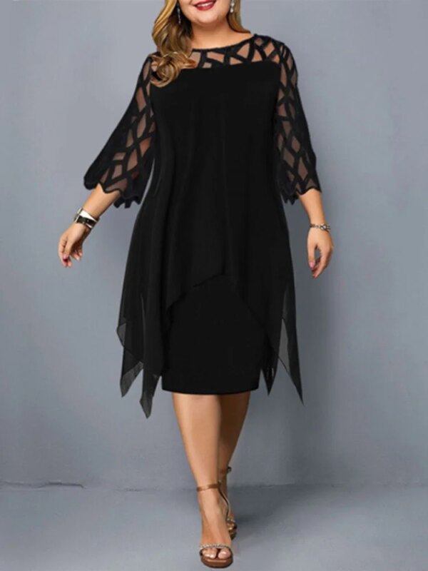 Robe de soirée mi-longue élégante pour femmes potelées