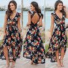 Robe longue femme asymétrique à fleurs pour femmes, vêtement d'été décontracté