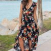 Robe longue femme asymétrique à fleurs pour femmes, vêtement d'été décontracté