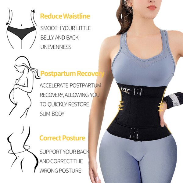 Ceinture Amincissante en Latex pour Femme, Corset d'Entraînement pour Taille, Perte de Poids, Acier Noir