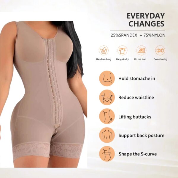 Gaine amincissante courte femme – haute compression avec broches réglables