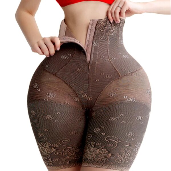 Pantalon amincissant Sexy en dentelle avec fermeture éclair, culotte à Double contrôle