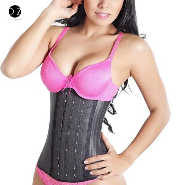 corset amincissant en Latex pour femmes, ceinture en sablier, Long torse, 9 os en acier