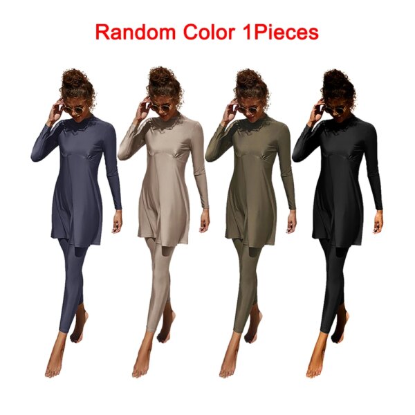 Maillot de bain musulmane avec plis, manches longues, coussinet de poitrine