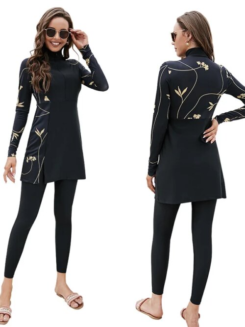 burkini femme - Maillot de bain musulman pour femmes, manches longues, modeste