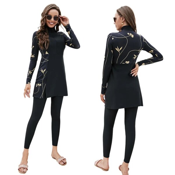 burkini femme - Maillot de bain musulman pour femmes, manches longues, modeste