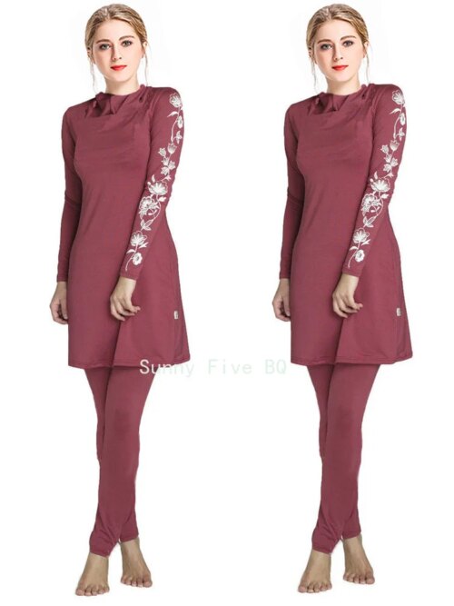 burkini - Maillot de bain pour femmes musulmanes, 3 pièces, hijab, imprimé, Protection solaire