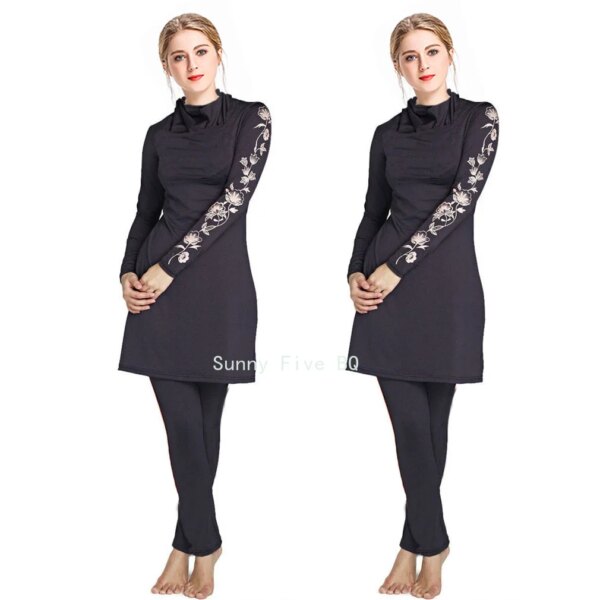burkini - Maillot de bain pour femmes musulmanes, 3 pièces, hijab, imprimé, Protection solaire