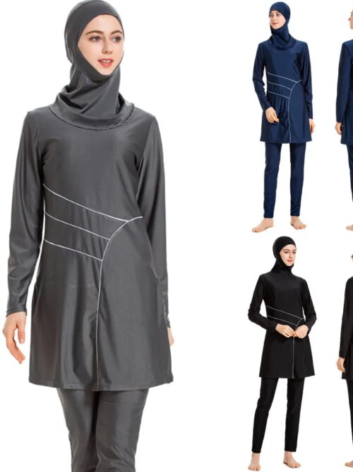 burkini Maillot de bain pour femmes musulmanes, Hijab modeste, manches longues