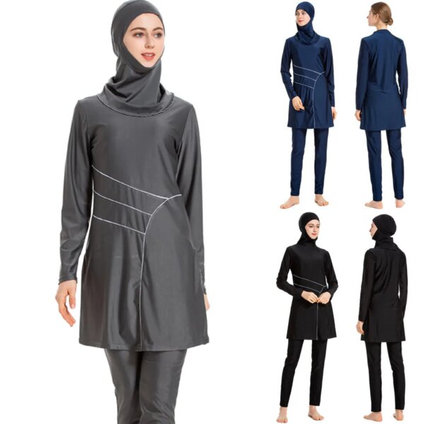 burkini Maillot de bain pour femmes musulmanes, Hijab modeste, manches longues