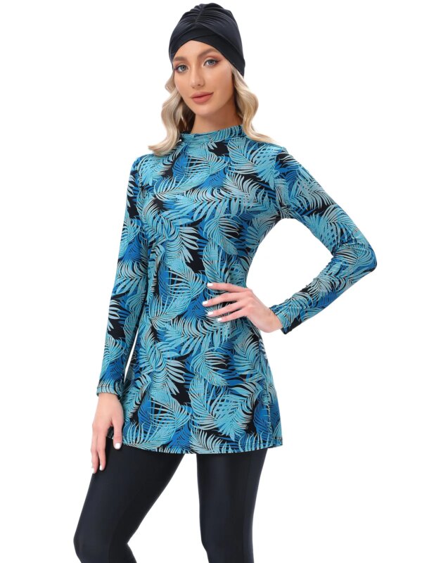 Maillot de bain musulman pour femmes, couverture complète, Hijab modeste, burkini, avec coussinet de soutien-gorge