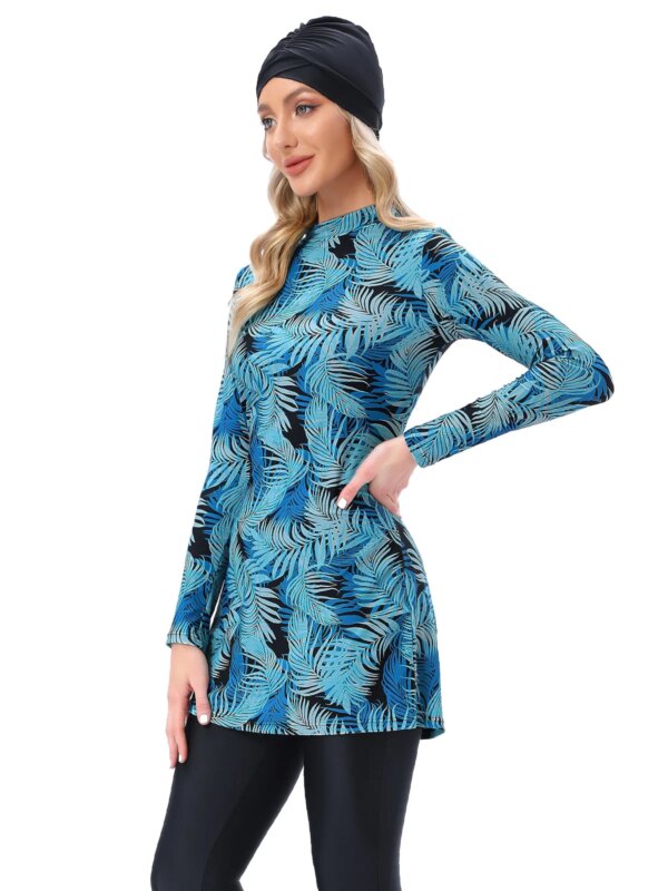 Maillot de bain musulman pour femmes, couverture complète, Hijab modeste, burkini, avec coussinet de soutien-gorge