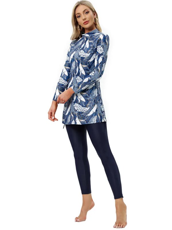 Maillot de bain musulman pour femmes, couverture complète, Hijab modeste, burkini, avec coussinet de soutien-gorge