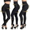 Leggings Hollywood taille haute pour femmes, fermeture éclair et boutons décoratifs, Push-Up, Sexy, Slim, élastique