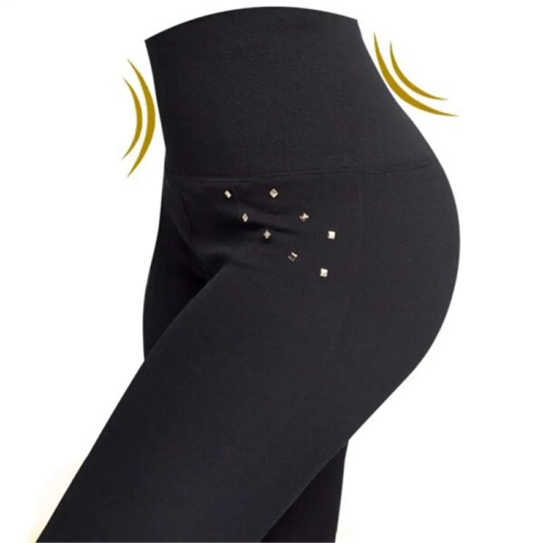 Leggings Hollywood taille haute pour femmes, fermeture éclair et boutons décoratifs, Push-Up, Sexy, Slim, élastique