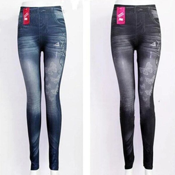 Legging moulant imprimé papillon pour femme, jean moulant en Denim
