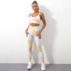 Vêtements de sport 2 pièces pour femmes, Leggings sans couture, teinture par nouage, soutiens-gorge, Yoga, entraînement, Fitness, cyclisme