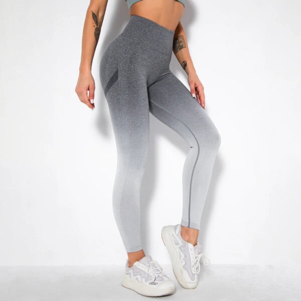 Leggings de Yoga pour femmes, sans couture, dégradé de couleur, Push-Up, taille haute, sport, pantalon élastique
