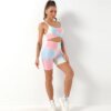 Vêtements de sport 2 pièces pour femmes, Leggings sans couture, teinture par nouage, soutiens-gorge, Yoga, entraînement, Fitness, cyclisme