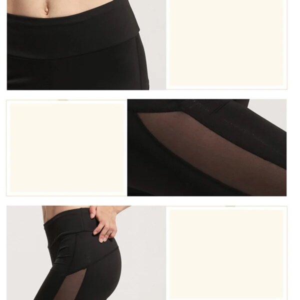 Leggings en maille pour femmes, pantalon noir, Sexy, avec insertion gothique, Capris de sport, nouvelle collection