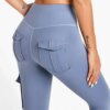 Pantalon de Yoga multi-poches, Leggings taille haute, couleur unie, pantalon Slim élastique pour femmes