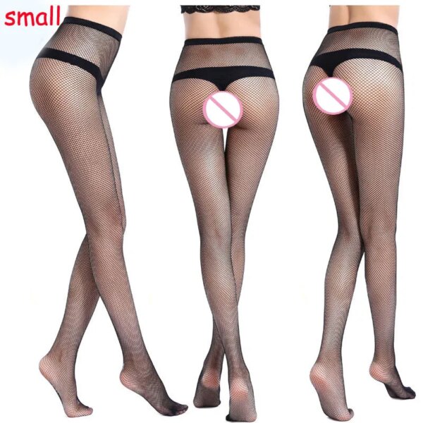 femme bas résille longs et Sexy pour femmes, collants noirs, taille haute