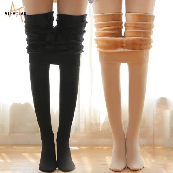 collant chaud en velours pour femme, bas molletonné élastique, épais