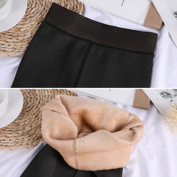 Collant chaud en polaire pour femme, bas thermo-collants, fausse isolation translucide, taille haute