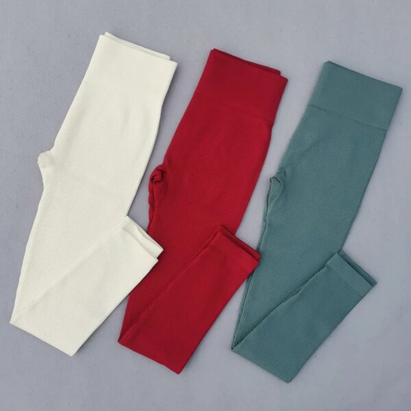 Legging côtelés sans couture pour femmes, pantalons de Yoga, de sport, Push-Up